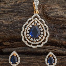 Kushal's Fashion Jewellery Sapphire Gold-Plated Zircon Studded Party Jewellery Set-picture-25