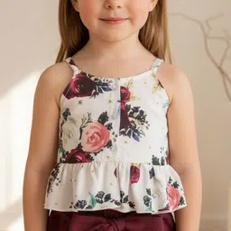 DEL LUNA Girls Printed Shoulder Straps Neck Top With Shorts image 4