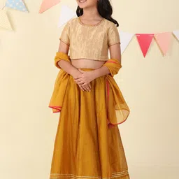 Fabindia Girls Embroidered Sequinned Lehenga With Choli & Dupatta-picture-53