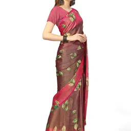 GHAN SALS Floral Printed Brasso Saree image 2
