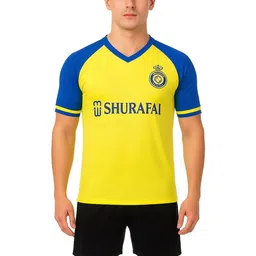 dostitch Men Cristiano Ronaldo Colourblocked V-Neck Dri-FIT T-shirt image 3