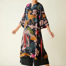 THE FAB FACTORY Ethnic Motifs Printed V-Neck Kurta With Palazzo image 5