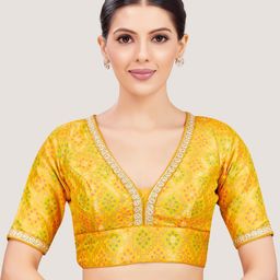 Studio Shringaar Embroidered Brocade Saree Blouse-picture-15