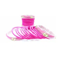 SAVORADE Set Of 28 Pink Glass Bangle-picture-26