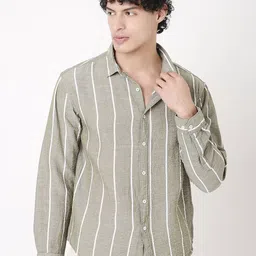 Blnk Men Relaxed Fit Vertical Striped Spread Collar Casual Shirt-image-92