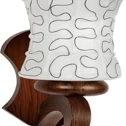 1ST TIME Black & White Printed Wood Frustum Shaped Wall Lamp-picture-25