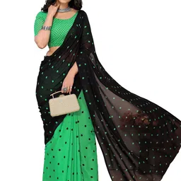 Moda Rapido Polka Dot Printed Saree With Blouse Piece-picture-41