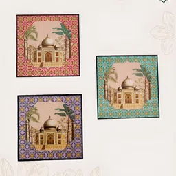 MAATIR DESIGNS 6Pcs Pink & Purple Printed Wooden Square Coasters image 1