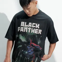 HIGHLANDER Marvel Black Panther Men Oversized Dropshoulder Round Neck Tshirt-image-24