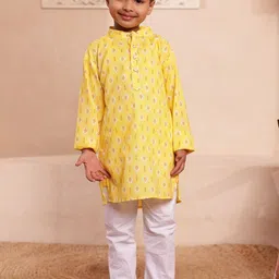 Stuffie Land Boys Ethnic Motifs Printed Regular Pure Cotton Kurta with Pyjamas-picture-38