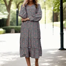 Bucciato Private Limited Print A-Line Midi Dress-picture-22