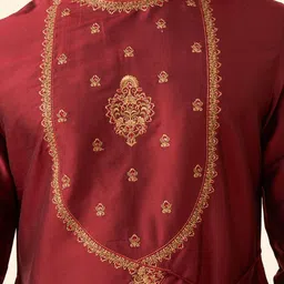 Diwas by Manyavar Men Woven Design Embroidered Festive Straight Kurta image 5