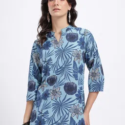 Anouk Rustic Floral Printed Mandarin Collar Straight Kurti image 3