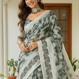 Anouk Rustic Sequinned Linen Blend Bagh Saree image 3