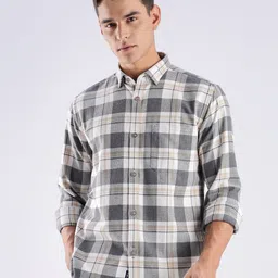TURMS Men Standard Tailored Fit Tartan Checks Checked Casual Shirt-image-39