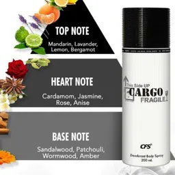 CFS Set Of 3 Deodorant Body Spray- Black- Cargo Fragile- Man Only- 200ML Each image 4