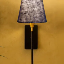 Devansh Blue & Navy Blue Textured Metal Contemporary Frustum Shaped Wall Lamp image 3