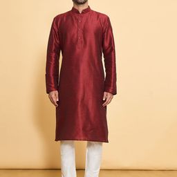 Arihant Rai Sinha Mandarin Collar Pure Silk Kurta With Churidar-picture-48