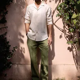 ASUKA Floral Printed Spread Collar Long Sleeves Embroidered Linen Shirt image 5