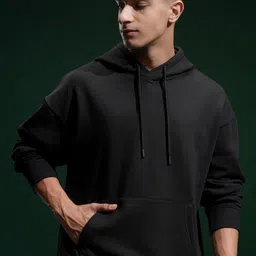 Mast & Harbour Men Solid Hooded Cotton Fleece Oversized Sweatshirt image 5