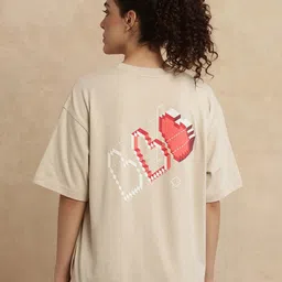 RAREISM Women Graphic Printed Round Neck Cotton Oversized T-shirt-image-20