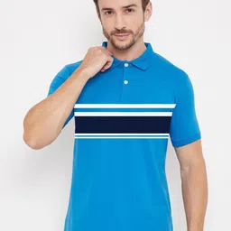 Bishop Cotton Men Printed Polo Collar Applique T-shirt-picture-30