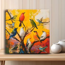 OLIVE TREE Yellow & Red Canvas Birds and Animals Wall Paintings-picture-47