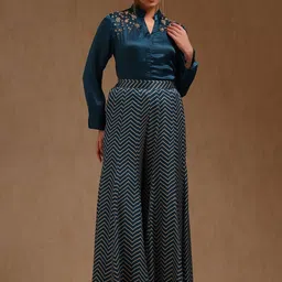 Soch Embroidered Satin Top With Palazzos-picture-18