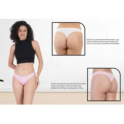 ORLIZEA Women Set Of 2 Multi Color Cotton Blend Solid Hipster Panty image 5