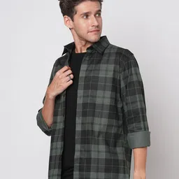 Mast & Harbour Men Relaxed Fit Tartan Checked Spread Collar Casual Shirt image 4