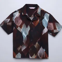 taffykids Boys Relaxed Fit Spread Collar Abstract Printed Casual Shirt image 4