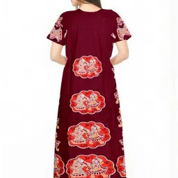 AAKARSHANA CREATION Maroon Pure Cotton Maxi Printed Nightdress-image-54