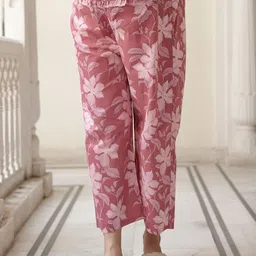 Aujjessa Women Floral Printed Pure Cotton A-Line Kurta with Trouser image 2