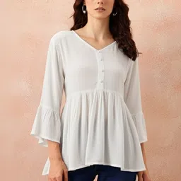 BAESD Flared Sleeve Cotton Peplum Top image 5