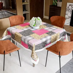 Kuber Industries Black & Pink Geometric Printed Waterproof 4-Seater Table Cover-picture-21