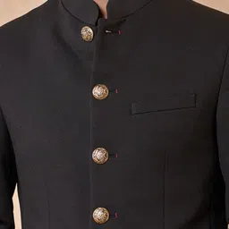 Tasva Self Design Mandarin Collar Jacquard Jodhpuri Blazer image 5