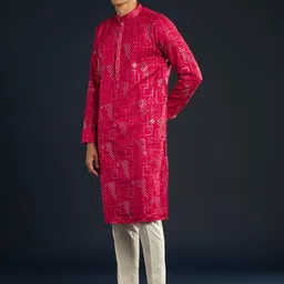 KALKI Fashion Men Regular Mirror Work Kurta with Pyjamas image 2