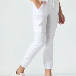 Brainbees Women Smart Slim Fit Easy Wash Cargos Trousers image 5