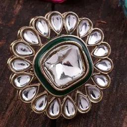 SHONA'S STYLE Gold-Plated Kundan Studded Ethnic BridalRing image 1