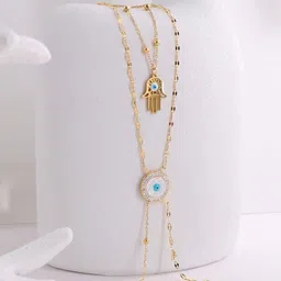 MANSIYAORANGE Gold Plated AD Studded Pendant With Chain-picture-42