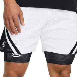 UNDER ARMOUR Men Colourblocked Relaxed Fit Curry Mesh 4 Shorts image 4