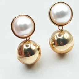 SAPRAA TRENDS Stainless Steel Gold Plated Artificial Stones Studded Circular Drop Earrings image 2