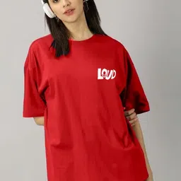 ALONE EAGLE Women Typography Printed Drop-Shoulder Sleeves T-shirt image 2