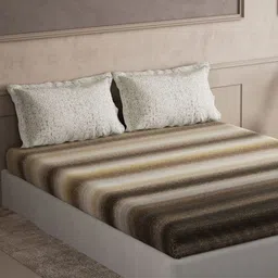 DDecor Brown & Grey Ethnic Motifs 144 TC Bedsheet with 2 Pillow Covers image 2