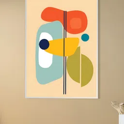 nestroots Cream-Coloured & Green 1 Piece Canvas Abstract Wall Paintings image 1