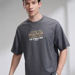 HIGHLANDER Star Wars Men Round Neck Half Sleeve Oversized T-Shirt image 2