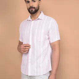 Crimsoune Club Men Premium Slim Fit Spread Collar Vertical Striped Cotton Casual Shirt-image-48