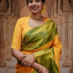 CaniBani Woven Design Zari Silk Blend Handloom Banarasi Saree-picture-16