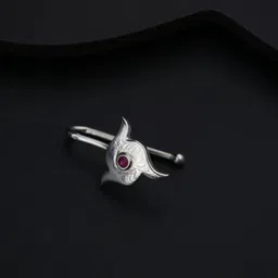 House of Aadyaa Sterling Silver Oxidised Stone Studded Stud Nosepin-picture-32