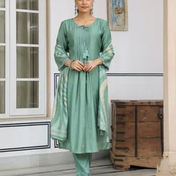FASHOR Women Embroidered Regular Thread Work Kurta with Trousers & With Dupatta-picture-47